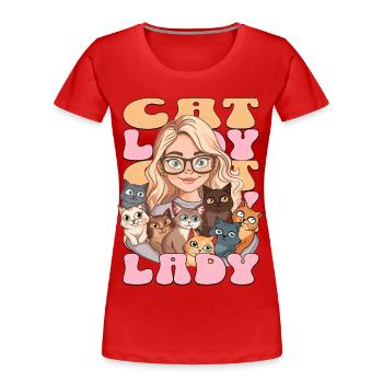 Katzen Cat Lady Frau Mädchen I Love Cats Lustig - Frauen Premium Bio T-Shirt - Rot - Vorne - Mia (176cm)