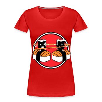 Sushi Go Riz Japon Tokyo Miso Nigiri Maki Udon - T-shirt bio Premium Femme - rouge - Devant - Mia (176cm)