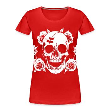 Horreur Crâne Crâne Art Crâne Gothique Heavy Metal - T-shirt bio Premium Femme - rouge - Devant - Mia (176cm)