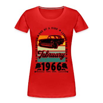 Birthday February 1966, Vintage February 1966. - Women's Premium Organic T-Shirt - red - Front - Mia (176cm)