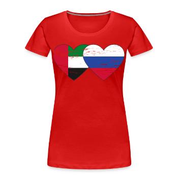 Émirats arabes unis Russie Cœur - T-shirt bio Premium Femme - rouge - Devant - Mia (176cm)