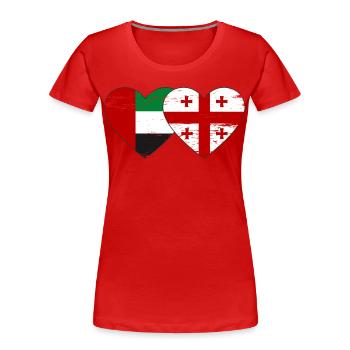 Émirats arabes unis Géorgie Drapeau - T-shirt bio Premium Femme - rouge - Devant - Mia (176cm)