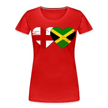 England Jamaica Flag Heart Used - Women's Premium Organic T-Shirt - red - Front - Mia (176cm)