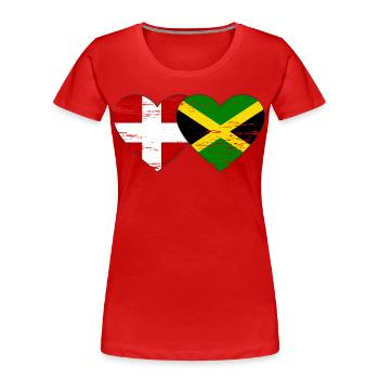 Denmark Jamaica flag heart used - Women's Premium Organic T-Shirt - red - Front - Mia (176cm)