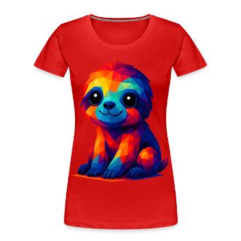 WPAP Polygon Kawaii Stil Baby Faultier Tiere - Frauen Premium Bio T-Shirt - Rot - Vorne - Mia (176cm)