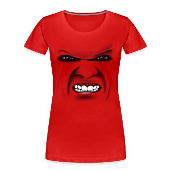 Evil visage / Visage fâché / Visage en colère - T-shirt bio Premium Femme - rouge - Devant - Mia (176cm)