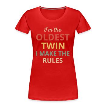 Jumeaux correspondants - Le plus vieux jumeau que je fais les règles III - T-shirt bio Premium Femme - rouge - Devant - Mia (176cm)