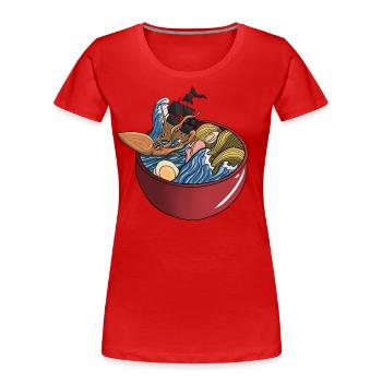 ramen, pirates and giant squid - Women's Premium Organic T-Shirt - red - Front - Mia (176cm)