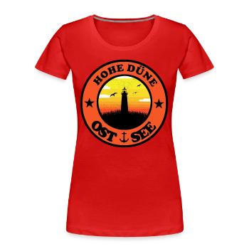 Leuchtturm Ostsee Hohe Düne - Frauen Premium Bio T-Shirt - Rot - Vorne - Mia (176cm)
