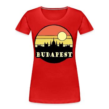 Budapest Ungarn Sonnenuntergang - Frauen Premium Bio T-Shirt - Rot - Vorne - Mia (176cm)