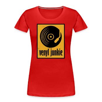 venyl junkie - Frauen Premium Bio T-Shirt - Rot - Vorne - Mia (176cm)