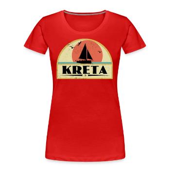 Kreta - Frauen Premium Bio T-Shirt - Rot - Vorne - Mia (176cm)