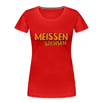 Meißen - Frauen Premium Bio T-Shirt - Rot - Vorne - Mia (176cm)