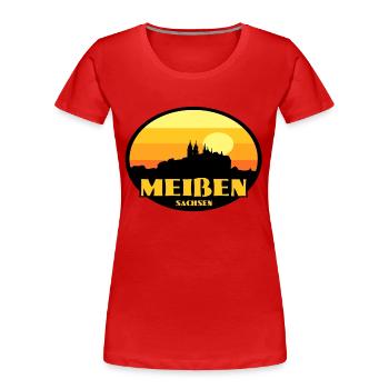 Meißen - Frauen Premium Bio T-Shirt - Rot - Vorne - Mia (176cm)