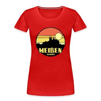 Meißen - Frauen Premium Bio T-Shirt - Rot - Vorne - Mia (176cm)