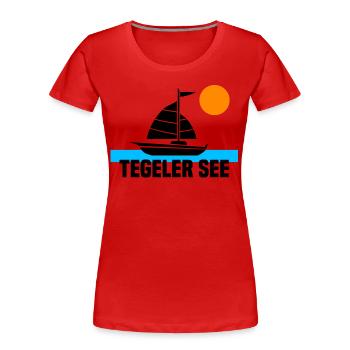 Tegeler See - Frauen Premium Bio T-Shirt - Rot - Vorne - Mia (176cm)