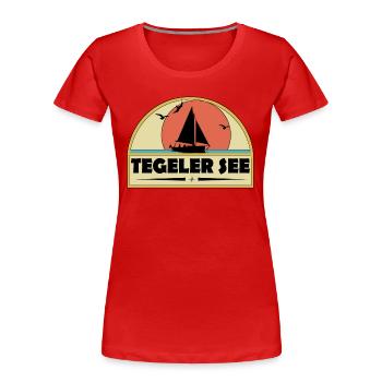 Tegeler See - Frauen Premium Bio T-Shirt - Rot - Vorne - Mia (176cm)