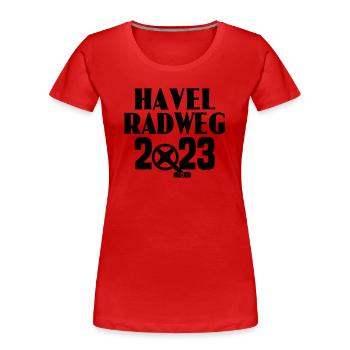 Havel Radweg - Frauen Premium Bio T-Shirt - Rot - Vorne - Mia (176cm)