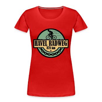 Havel Radweg - Frauen Premium Bio T-Shirt - Rot - Vorne - Mia (176cm)