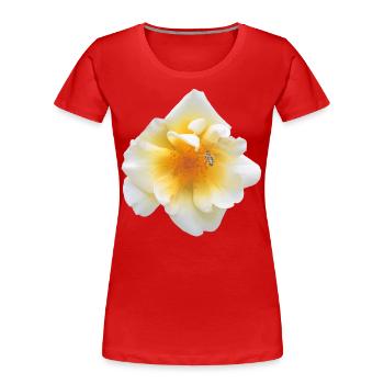 Bee Blossom Rose - Teamwork - Garden - Rose Blossom - Women's Premium Organic T-Shirt - red - Front - Mia (176cm)