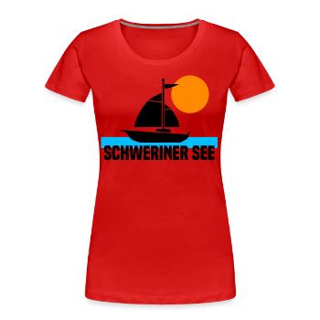 Schweriner See - Frauen Premium Bio T-Shirt - Rot - Vorne - Mia (176cm)