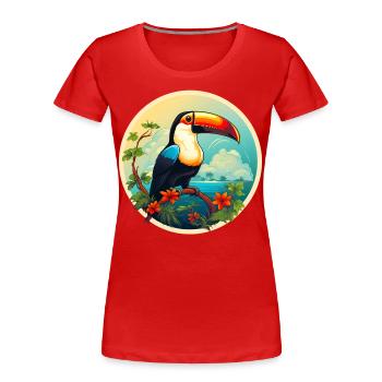 Toucan sur la plage - T-shirt bio Premium Femme - rouge - Devant - Mia (176cm)