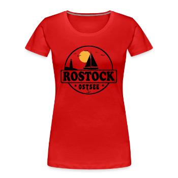 Rostock - Frauen Premium Bio T-Shirt - Rot - Vorne - Mia (176cm)