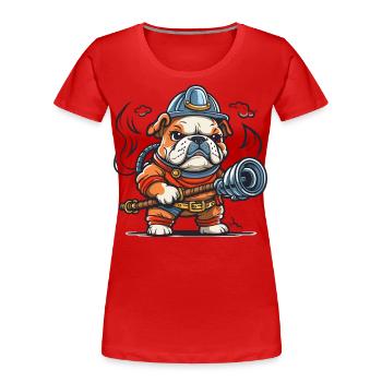 Bulldoggen-Brigade - Frauen Premium Bio T-Shirt - Rot - Vorne - Mia (176cm)