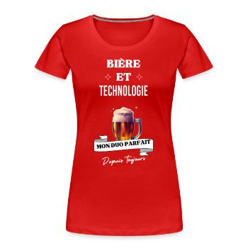 Bière Mon duo parfait depuis toujours technologie - T-shirt bio Premium Femme - rouge - Devant - Mia (176cm)
