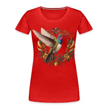 Zauberhafter Kolibri - Frauen Premium Bio T-Shirt - Rot - Vorne - Mia (176cm)