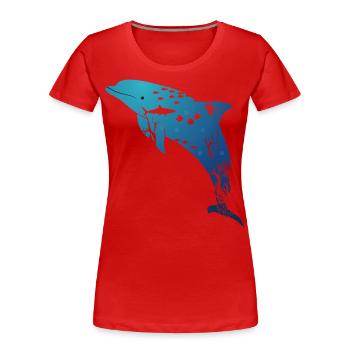 Vie marine des dauphins - T-shirt bio Premium Femme - rouge - Devant - Mia (176cm)