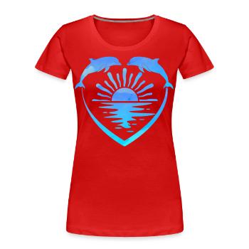 Dolphin Heart Sunset - Women's Premium Organic T-Shirt - red - Front - Mia (176cm)