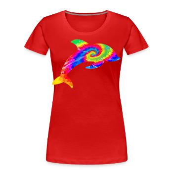 Dolphin Tie Dye - Frauen Premium Bio T-Shirt - Rot - Vorne - Mia (176cm)