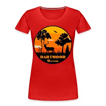 Dartmoor Devon - Frauen Premium Bio T-Shirt - Rot - Vorne - Mia (176cm)