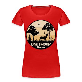 Dartmoor Devon - Frauen Premium Bio T-Shirt - Rot - Vorne - Mia (176cm)