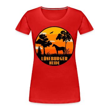 Lüneburger Heide - Frauen Premium Bio T-Shirt - Rot - Vorne - Mia (176cm)