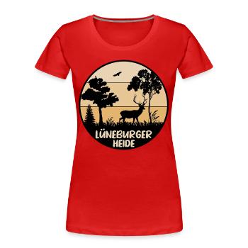 Lüneburger Heide - Frauen Premium Bio T-Shirt - Rot - Vorne - Mia (176cm)