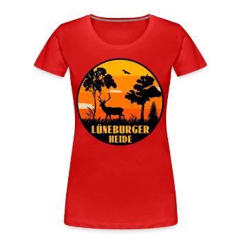Lüneburger Heide - Frauen Premium Bio T-Shirt - Rot - Vorne - Mia (176cm)