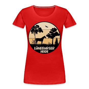 Lüneburger Heide - Frauen Premium Bio T-Shirt - Rot - Vorne - Mia (176cm)