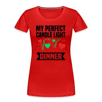 Perfect Candle Light Dinner Trader - Frauen Premium Bio T-Shirt - Rot - Vorne - Mia (176cm)