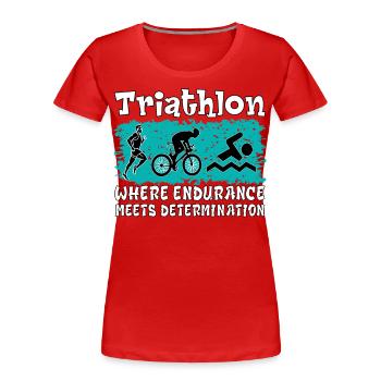 Triathlon. Persévérance, Détermination, Sport, Nice - T-shirt bio Premium Femme - rouge - Devant - Mia (176cm)