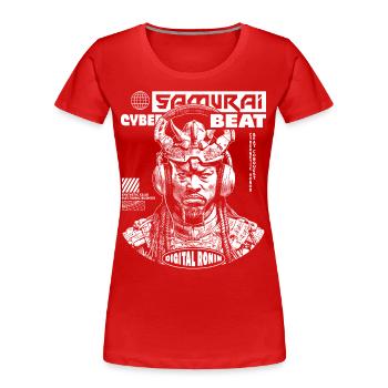 Samurai Tech: Musik T-Shirt für Sci-Fi-Fans - Frauen Premium Bio T-Shirt - Rot - Vorne - Mia (176cm)
