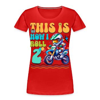 2e anniversaire de motocross - T-shirt bio Premium Femme - rouge - Devant - Mia (176cm)