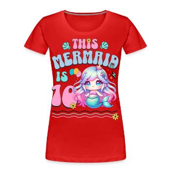 Meerjungfrau 10. Geburtstag Mädchen Kinder - Frauen Premium Bio T-Shirt - Rot - Vorne - Mia (176cm)