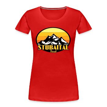 Vallée de Stubai - T-shirt bio Premium Femme - rouge - Devant - Mia (176cm)