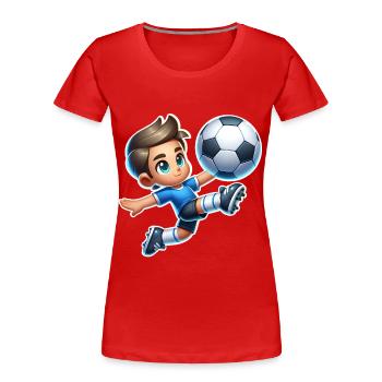 Fußball - Frauen Premium Bio T-Shirt - Rot - Vorne - Mia (176cm)