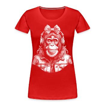 Stilvolles Tierdesign Shirt mit Schimpanse - Frauen Premium Bio T-Shirt - Rot - Vorne - Mia (176cm)