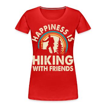 Wandern mit Freunden - Glücklicher Wanderer Design - Frauen Premium Bio T-Shirt - Rot - Vorne - Mia (176cm)