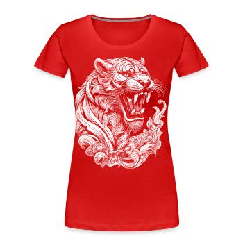 Chemise streetwear urbaine à imprimé tigre - T-shirt bio Premium Femme - rouge - Devant - Mia (176cm)