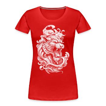 T-shirt de fans de tatouage avec motif de tigre détaillé - T-shirt bio Premium Femme - rouge - Devant - Mia (176cm)